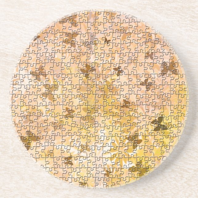 Dessous De Verre En Grès Puzzle Papillons et Daisies-Browns par STaylor (Devant)