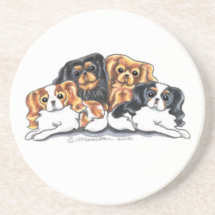 Dessous De Verre En Grès Quatre Cavalier King Charles Spaniels