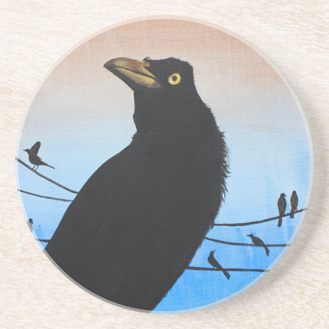 Dessous De Verre En Grès Quiscale Austin Texas Oiseau Aviaire Peinture de f (Devant)