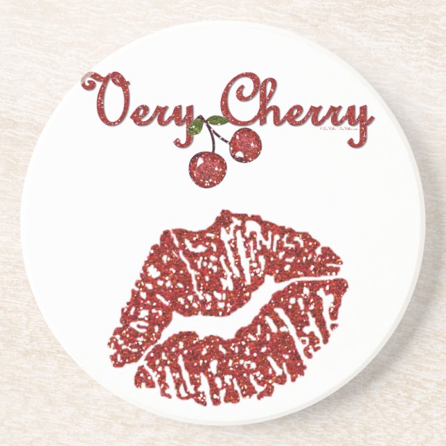 Dessous De Verre En Grès RAB Rockabilly Très Cerise Kiss (Devant)