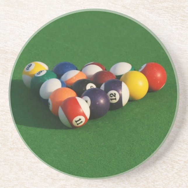 Dessous De Verre En Grès Racked Pool Balls Coasters (Devant)