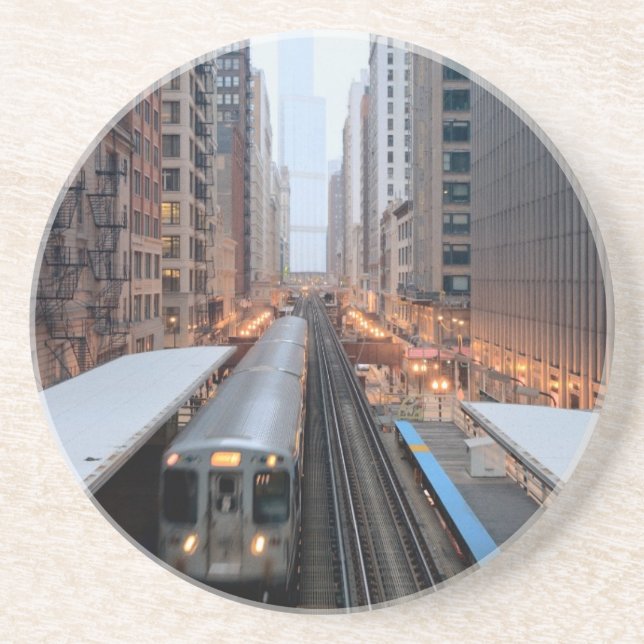 Dessous De Verre En Grès Rail élevé Chicago du centre au-dessus de Wabash (Devant)