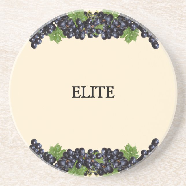 Dessous De Verre En Grès Raisins bleus violets avec feuilles vertes sur can (Devant)