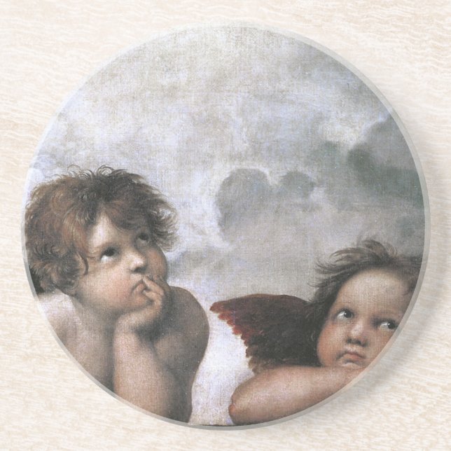Dessous De Verre En Grès Raphael Deux Anges (Devant)