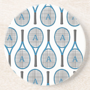 Dessous De Verre En Grès Raquette de tennis à initiale personnalisée