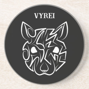 Dessous De Verre En Grès Rat tribal noir et blanc