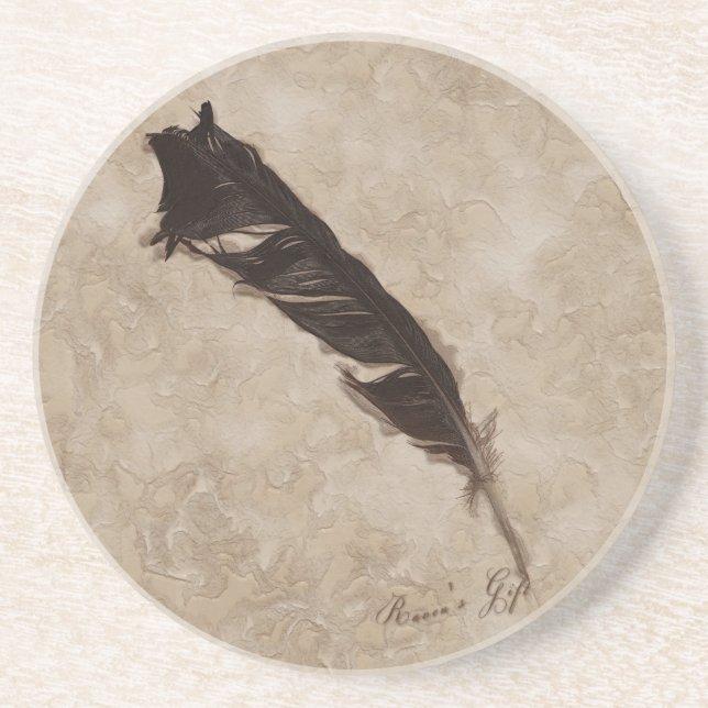 Dessous De Verre En Grès Raven's Feather Bird-lover Crow design (Devant)