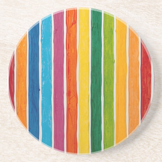 Dessous De Verre En Grès Rayures arc-en-ciel radieuses  (Devant)