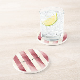 Dessous De Verre En Grès Rayures crème rouge