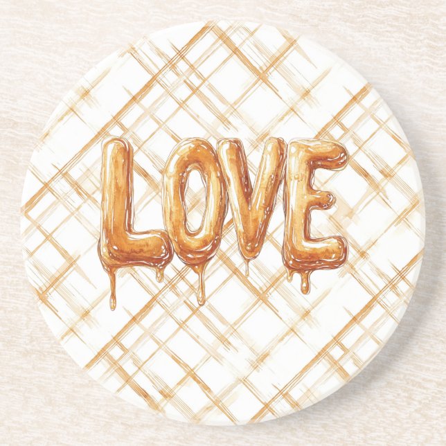Dessous De Verre En Grès Rayures d'amour de crème caramel (Devant)