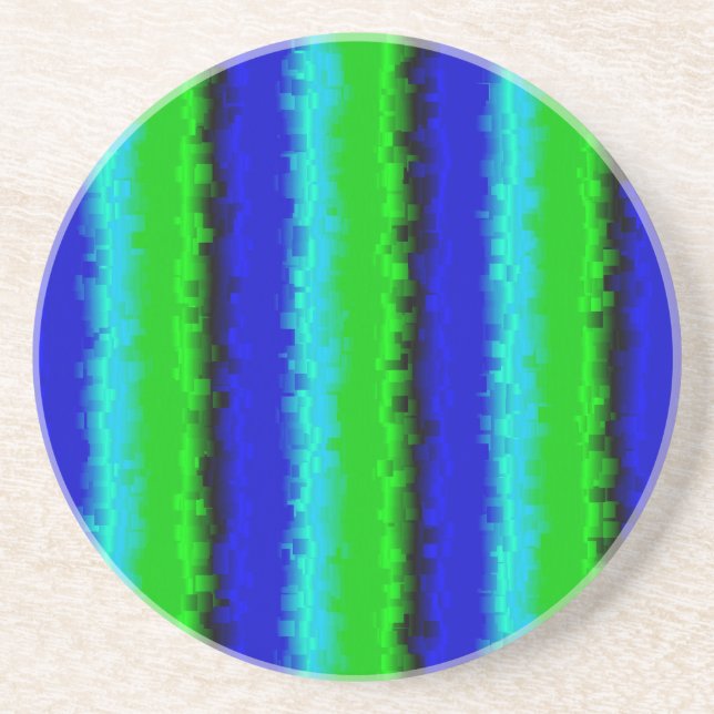 Dessous De Verre En Grès Rayures de verre brisé bleu vert (Devant)