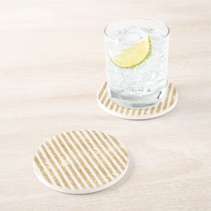 Dessous De Verre En Grès Rayures Pailletées Pailletées Dorées