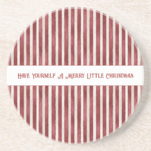 Dessous De Verre En Grès Rayures Rouges Blanches Joyeux Petit Noël
