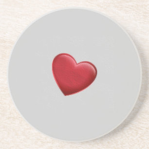 Dessous De Verre En Grès Red Heart Grey Mariage d'amour tendance