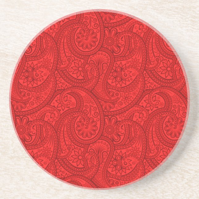 Dessous De Verre En Grès Red Paisley (Devant)