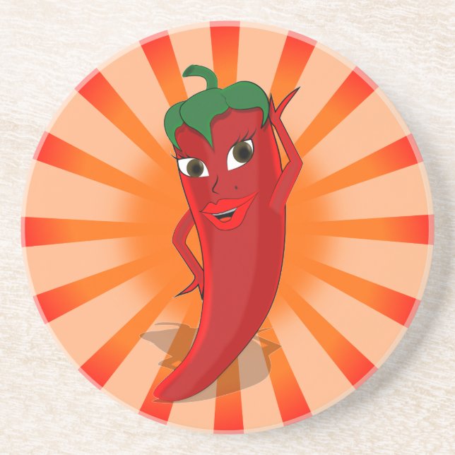 Dessous De Verre En Grès Red Pepper Superstar (Devant)