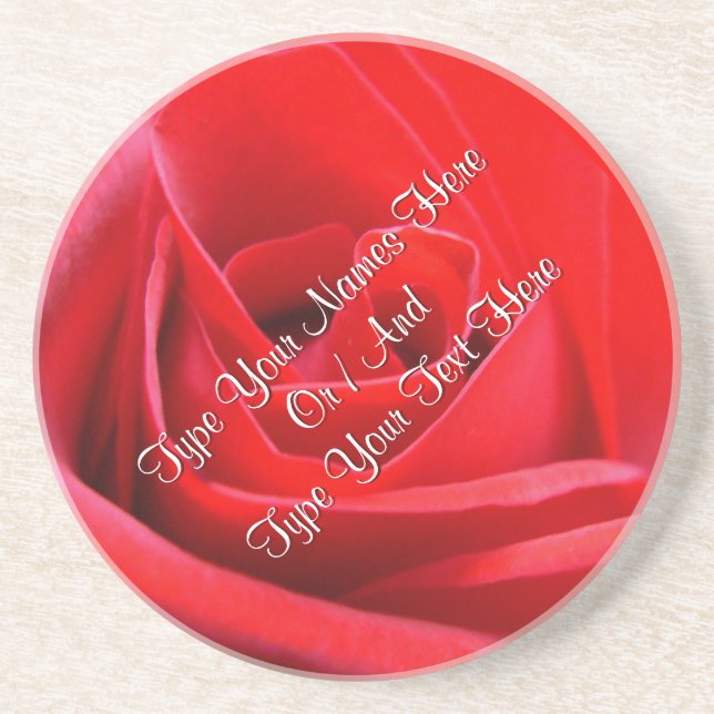 Dessous De Verre En Grès Red Rose Coasters Personalized Rose Decor (Devant)