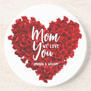 Dessous De Verre En Grès Red Roses Heart Love You Maman Fête des Mères