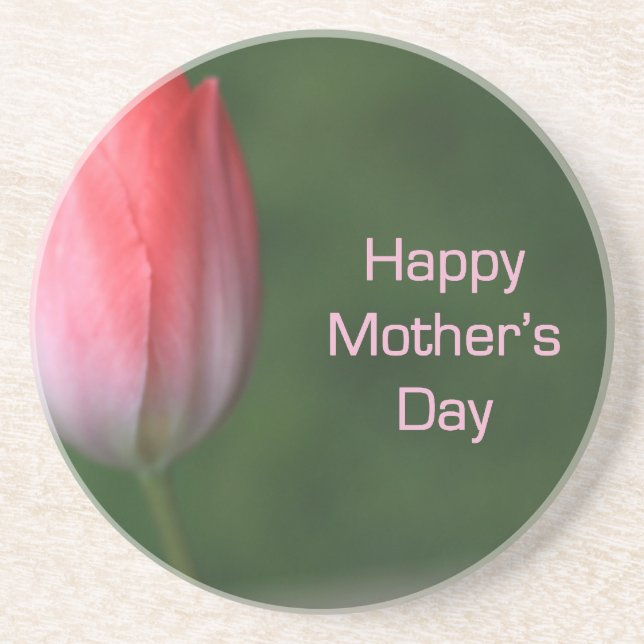 Dessous De Verre En Grès red tulip flower, happy mother's day (Devant)