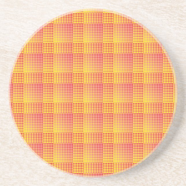 Dessous De Verre En Grès Red Yellow Checker Abstract Pattern (Devant)
