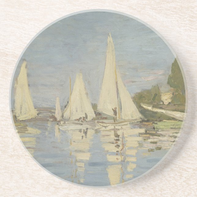 Dessous De Verre En Grès Régates à Argenteuil, peinture à l'huile, Claude M (Devant)