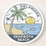 Dessous De Verre En Grès Rehoboth Beach Delaware Vintage<br><div class="desc">Rehoboth Beach dessiné à la main illustration avec les vagues de l'océan dans l'arrière - plan. Parfait pour tous ceux qui aiment visiter Rehoboth Beach.</div>