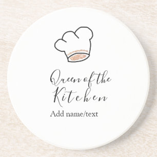 Dessous De Verre En Grès Reine de la cuisine chef cuisinier ajouter nom cou