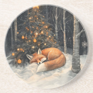 Dessous De Verre En Grès Renard couché Whimsical Noël rustique
