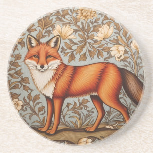 Dessous De Verre En Grès Renard qui marche inspiré de William Morris 