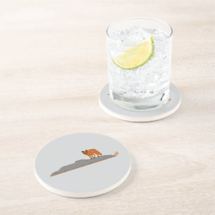 Dessous De Verre En Grès 🦊Renard sur le Rocher
