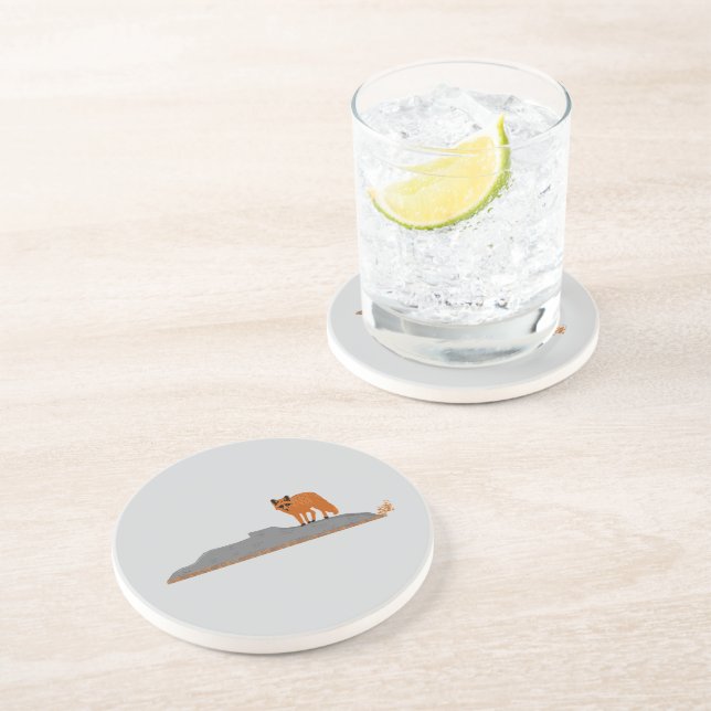 Dessous De Verre En Grès 🦊Renard sur le Rocher (Côté)