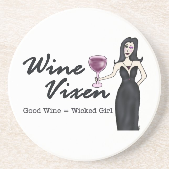 Dessous De Verre En Grès Renarde "fille mauvaise " de vin (Devant)