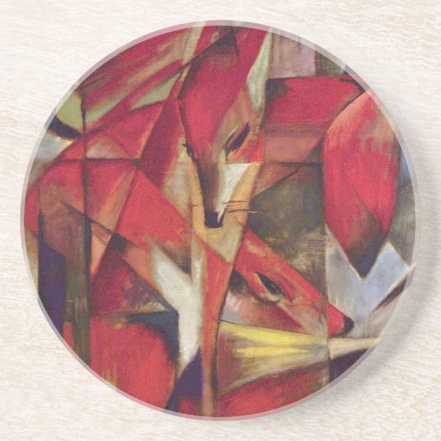 Dessous De Verre En Grès Renards par Franz Marc, Art cubiste abstrait vinta (Devant)