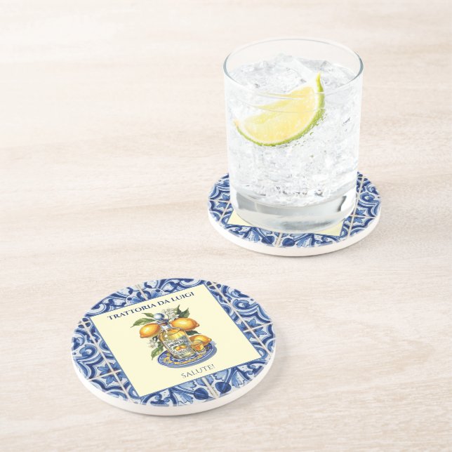 Dessous De Verre En Grès Restaurant Italien Limoncello Carrelage Sicilien (Côté)