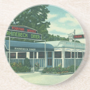 Dessous De Verre En Grès Restaurant Vintage, diner rétro au bord de la rout