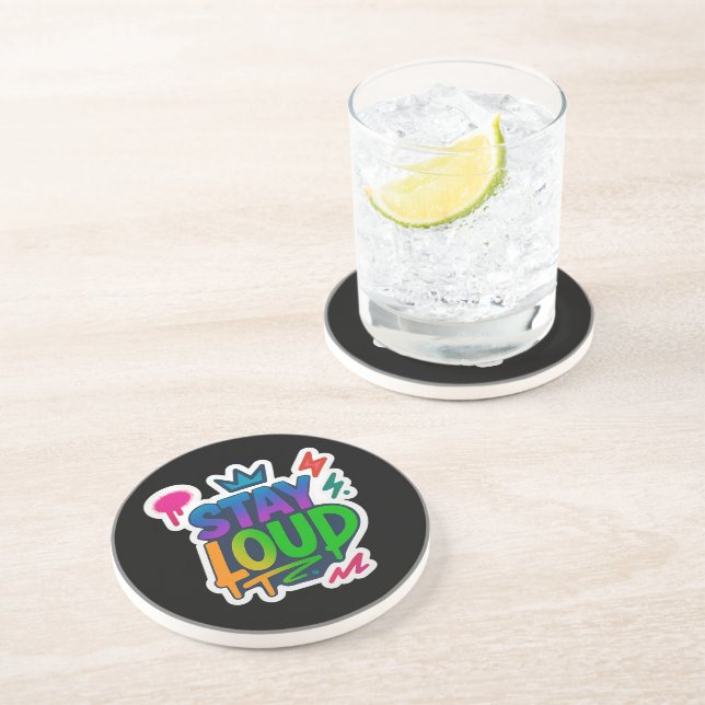 Dessous De Verre En Grès Restez forte Graffiti Neon (Côté)