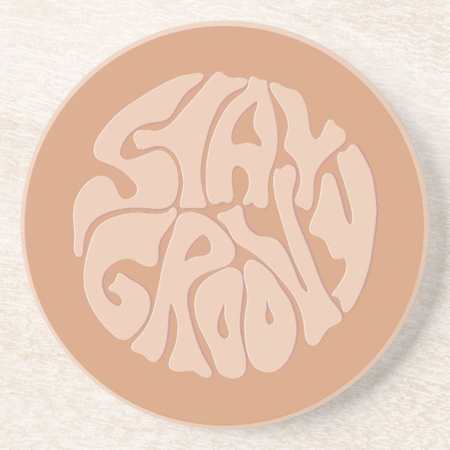 Dessous De Verre En Grès Restez Super Retro Beige (Devant)