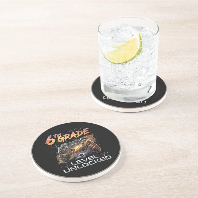 Dessous De Verre En Grès Retour à l'école 6e Garçons Premier Jour d'école (Côté)