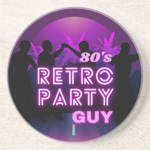 Dessous De Verre En Grès Retro 80 s Disco Dance Party Neon Purple Funky