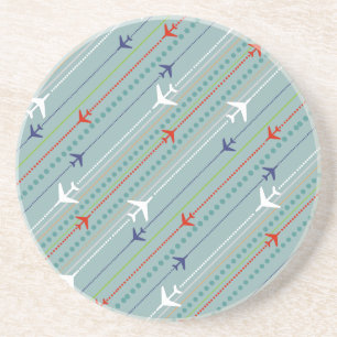 Dessous De Verre En Grès Retro Airplane Pattern Marble Sandstone Coaster