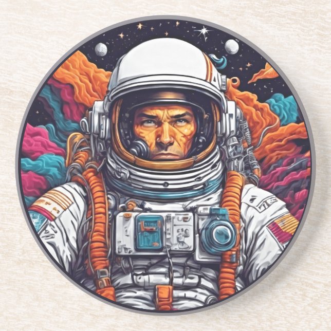 Dessous De Verre En Grès Retro Astronaut Nebula Sandstone Coaster (Devant)