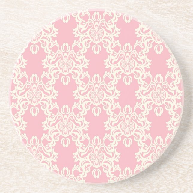 Dessous De Verre En Grès Rétro damassé florale (Devant)