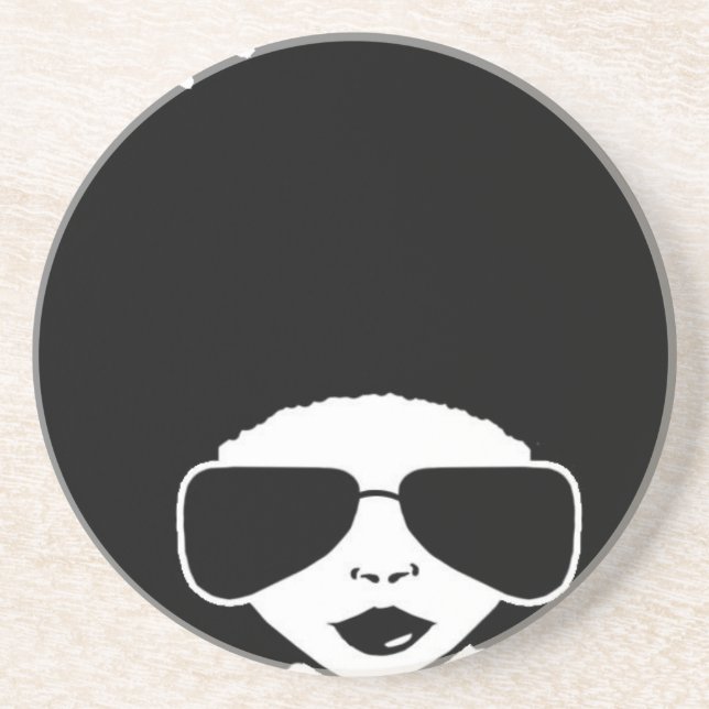 Dessous De Verre En Grès rétro fille d'Afro (Devant)