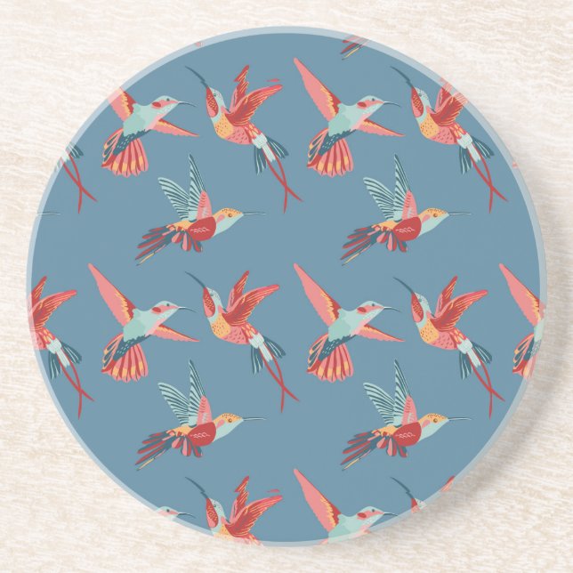 Dessous De Verre En Grès Rétro motif de colibri (Devant)