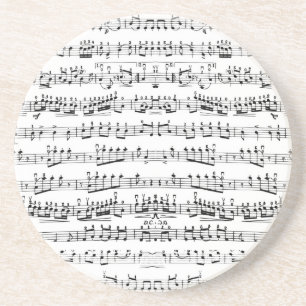 Dessous De Verre En Grès Rétro motif de notes de musique de feuille de