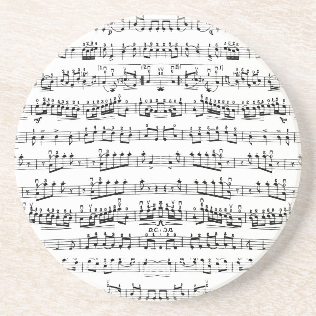 Dessous De Verre En Grès Rétro motif de notes de musique de feuille de (Devant)
