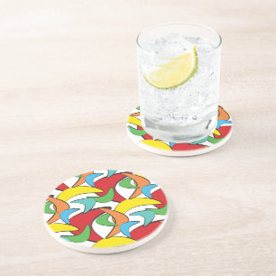 Dessous De Verre En Grès Rétro motif multicolore de boomerang
