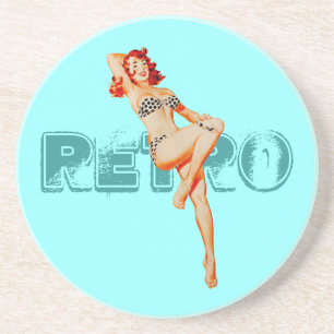 Dessous De Verre En Grès Retro Pin Up