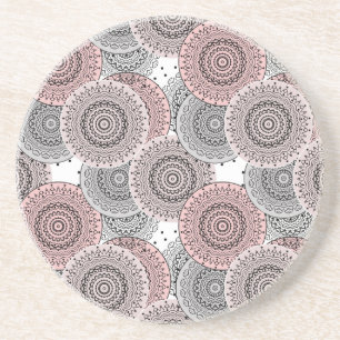 Dessous De Verre En Grès Retro, retro pattern, blue and pink,  elegant