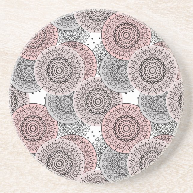 Dessous De Verre En Grès Retro, retro pattern, blue and pink,  elegant (Devant)